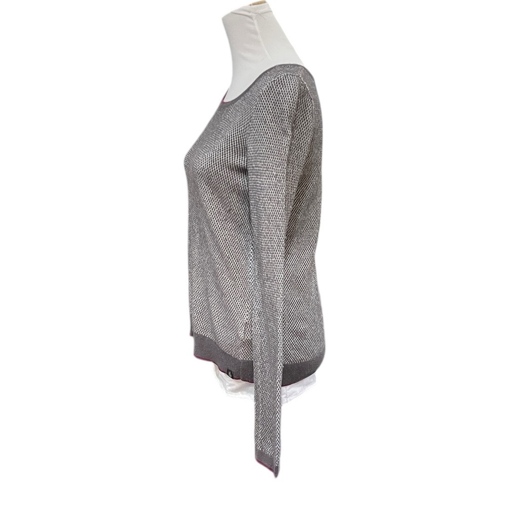 The North Face Cotton Wool Textured Thermal Top SZ S Grey White - Picture 4 of 7
